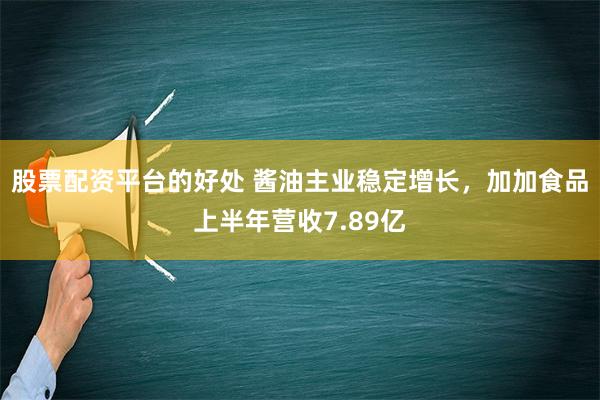 股票配资平台的好处 酱油主业稳定增长，加加食品上半年营收7.89亿