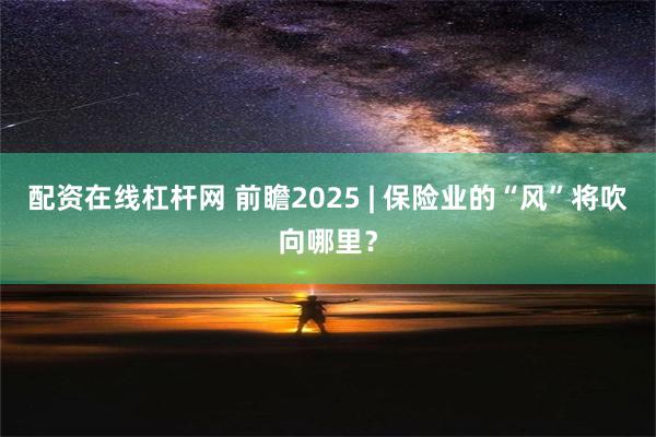 配资在线杠杆网 前瞻2025 | 保险业的“风”将吹向哪里？